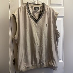 Ashworth Men's Sleeveless V-Neck Golf Vest in Beige with Dark Trim